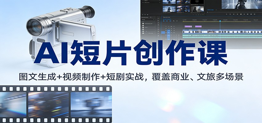 AI短片创作课:图文生成+ 视频制作+短剧实战,覆盖商业、 文旅多场景