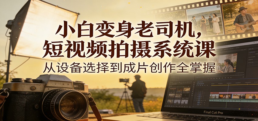 小白变身老司机,短视频拍摄系统课,从设备选择到成片创作全掌握