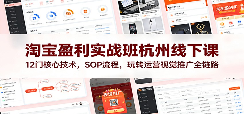 淘宝盈利实战班杭州线下课:12门核心技术,SOP 流程,玩转运营视觉推广全链路