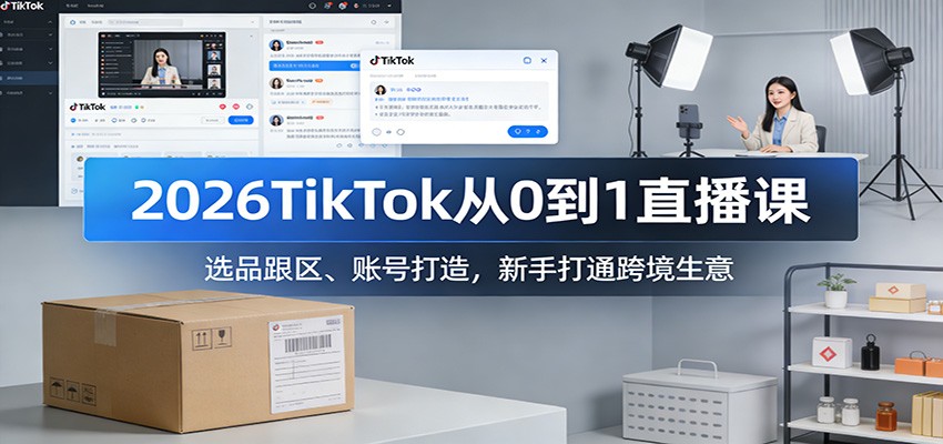 2026TikTok从0到1直播课:选品跟区、账号打造,新手打通跨境生意