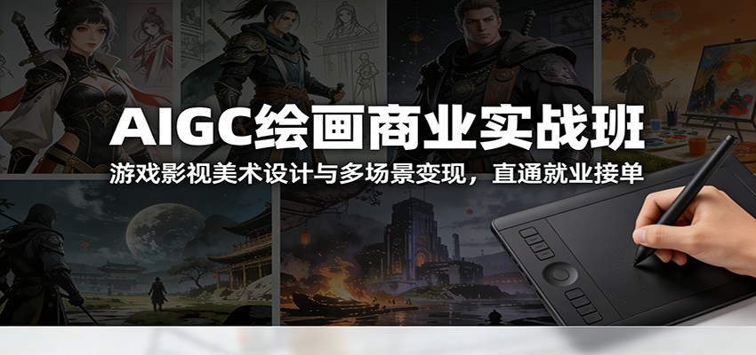AIGC绘画商业实战班：游戏影视美术设计与多场景变现，直通就业接单