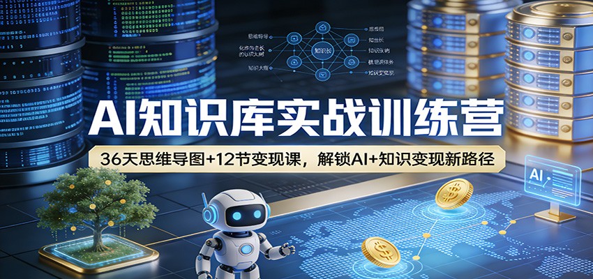 AI知识库实战训练营:36天思维导图+12节变现课,解锁AI+知识变现新路径
