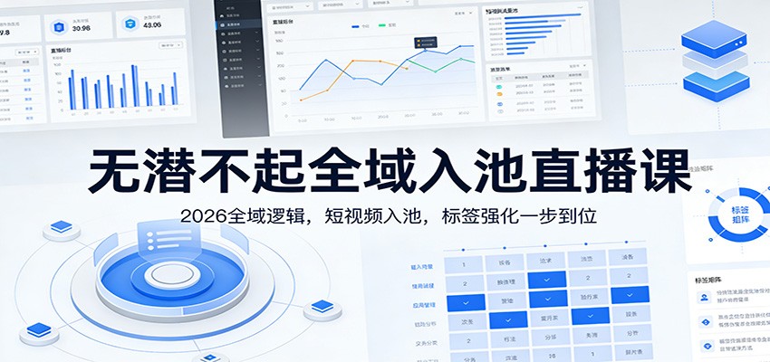 无潜不起全域入池直播课:2026全域逻辑,短视频入池,标签强化一步到位