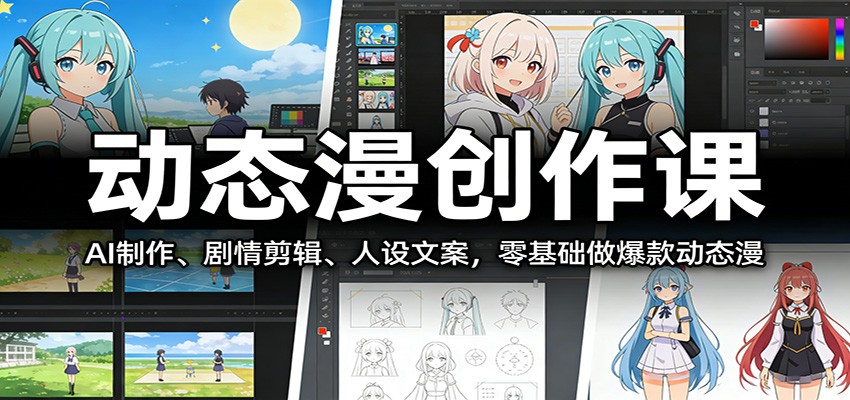 动态漫创作课:AI制作、剧情剪辑、人设文案,零基础做爆款动态漫