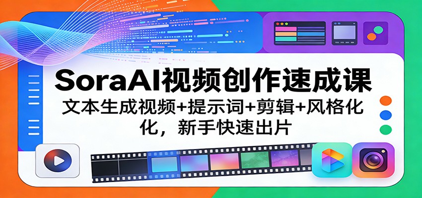 SoraAI视频创作速成课：文本生成视频+提示词+剪辑+风格化，新手快速出片