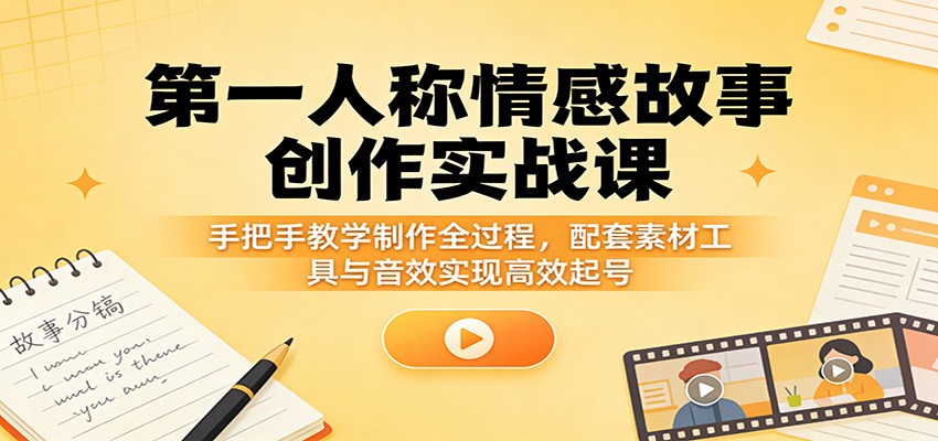 第一人称情感故事创作实战课:手把手教学制作全过程,配套素材工具与音效实现高效起号