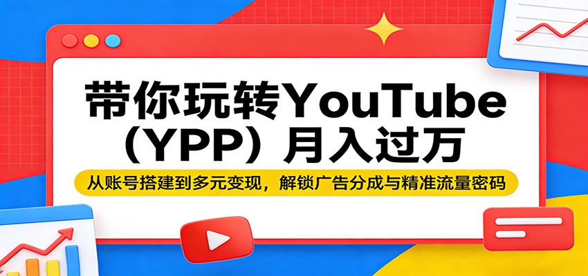 带你玩转YouTube(YPP)月入过万:从账号搭建到多元变现,解锁广告分成与精准流量密码