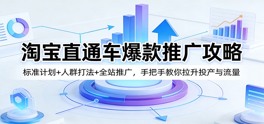 淘宝直通车爆款推广攻略:标准计划+人群打法+全站推广,手把手教你拉升投产与流量