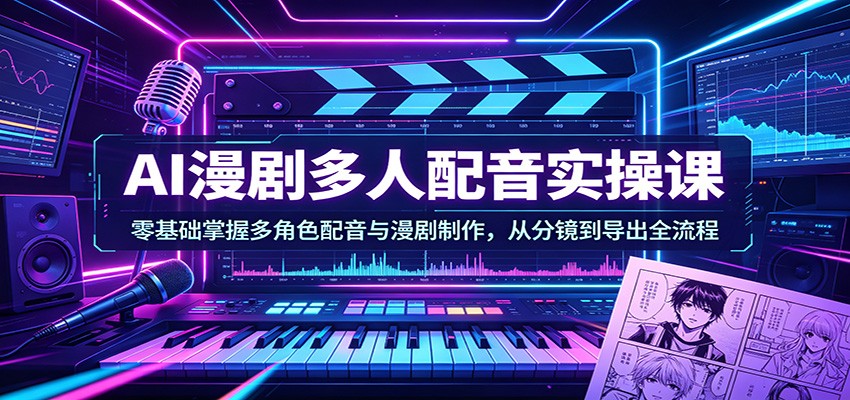 AI漫剧多人配音实操课:零基础掌握多角色配音与漫剧制作,从分镜到导出全流程