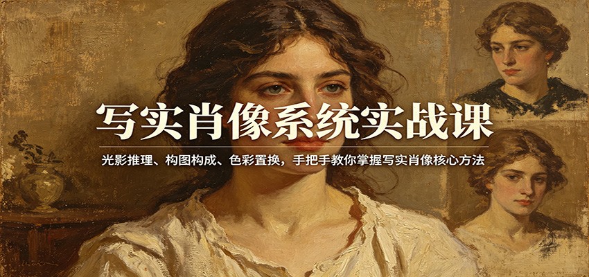 写实肖像系统实战课:光影推理、构图构成、色彩置换,手把手教你掌握写实肖像核心方法