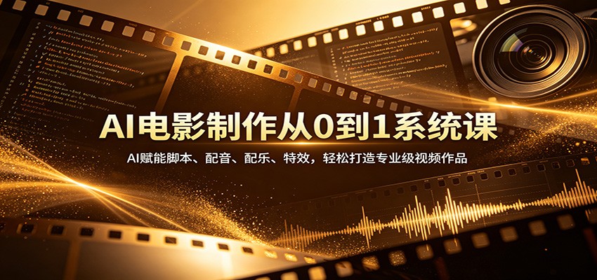 AI电影制作从0到1系统课:AI赋能脚本、配音、配乐、特效,轻松打造专业级视频作品