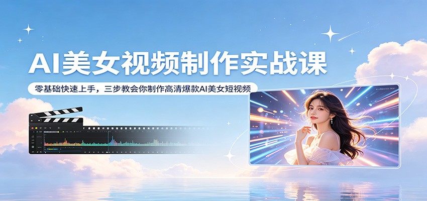 AI美女视频制作实战课:零基础快速上手,三步教会你制作高清爆款AI美女短视频