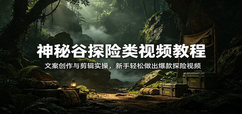 神秘谷探险类视频教程:文案创作与剪辑实操,新手轻松做出爆款探险视频