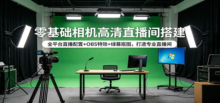 零基础相机高清直播间搭建:全平台直播配置+OBS特效+绿幕抠图,打造专业直播间