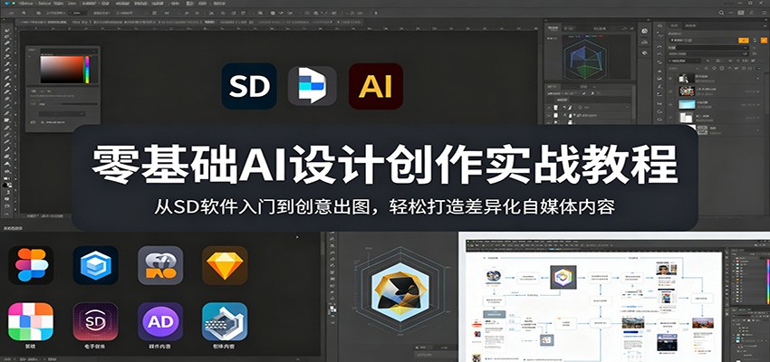 零基础AI设计创作实战教程：从SD软件入门到创意出图，轻松打造差异化自媒体内容