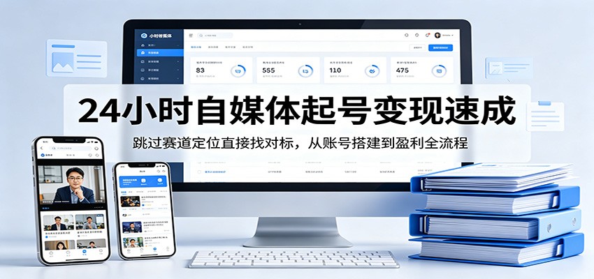 24小时自媒体起号变现速成,跳过赛道定位直接找对标,从账号搭建到盈利全流程