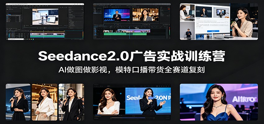 Seedance2.0广告实战训练营：AI做图做影视，模特口播带货全赛道复刻