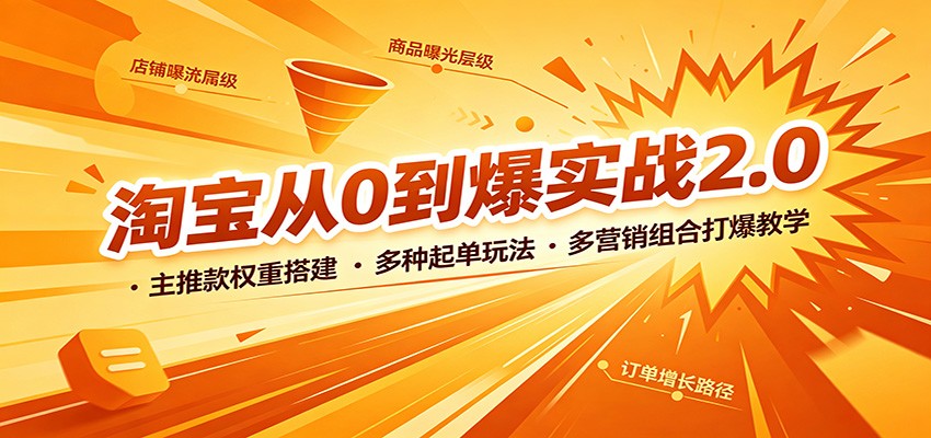 淘宝从0到爆实战2.0：主推款权重搭建，多种起单玩法，多营销组合打爆教学 