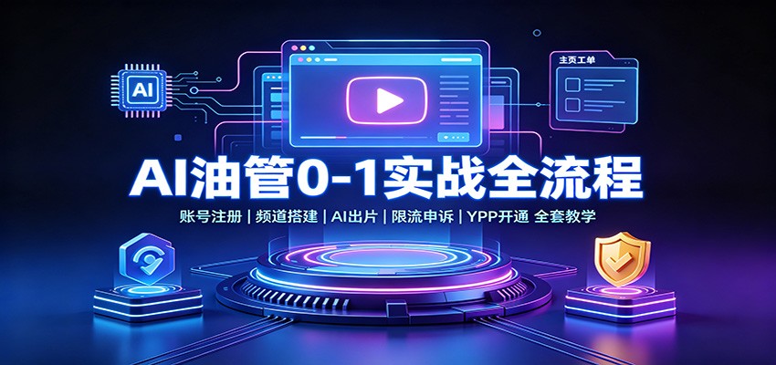 AI油管0-1实战：账号注册频道搭建，AI出片，限流申诉，YPP开通全套教学 
