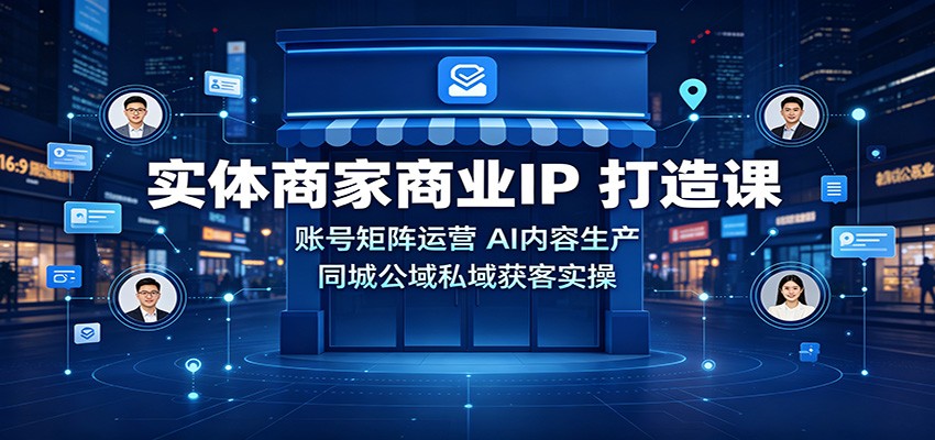 实体商家商业IP打造课：账号矩阵运营，AI内容生产，同城公域私域获客实操 