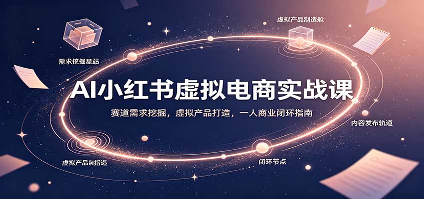 AI小红书虚拟电商实战课：赛道需求挖掘，虚拟产品打造，一人商业闭环指南 