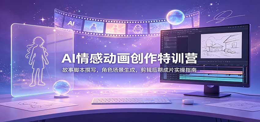 AI情感动画创作特训营：故事脚本撰写，角色场景生成，剪辑后期成片实操指南 