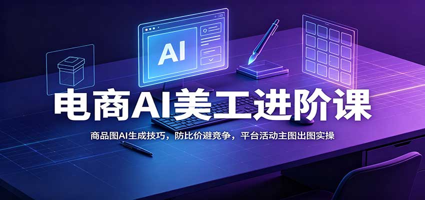 电商AI美工进阶课：商品图AI生成技巧，防比价避竞争，平台活动主图出图实操 