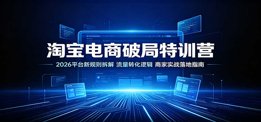 淘宝电商破局特训营：2026平台新规则拆解，流量转化逻辑，商家实战落地指南 
