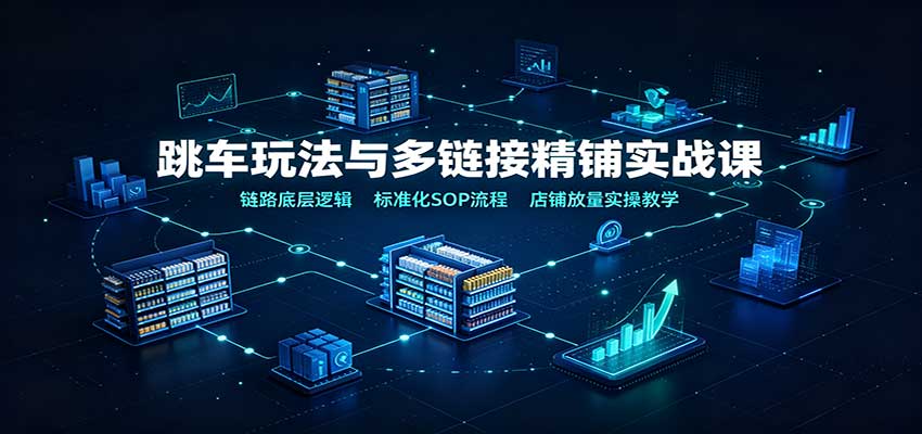 跳车玩法与多链接精铺实战课：链路底层逻辑，标准化SOP流程，店铺放量实操教学 