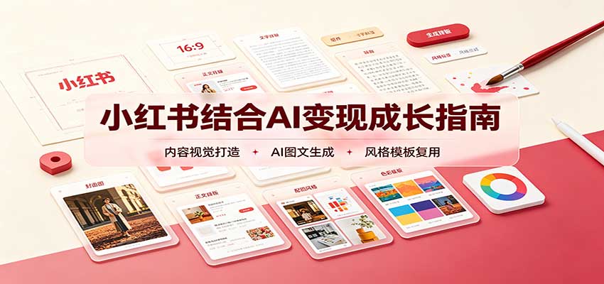 小红书结合AI变现成长指南：账号精准定位，内容视觉打造，搭建可复制流量获客体系 