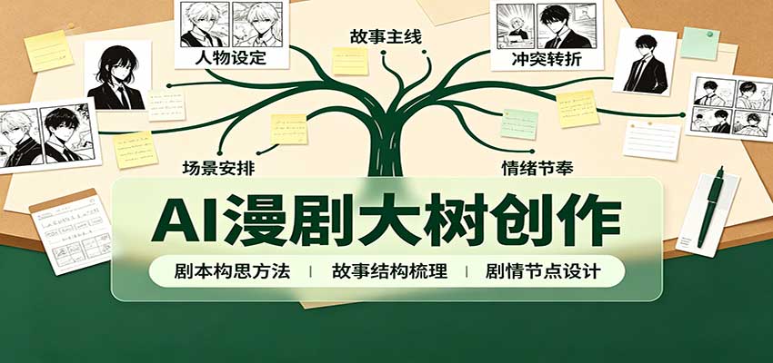 AI漫剧大树创作：剧本构思课程讲解，软件插件配置，配套工具资料完整梳理 