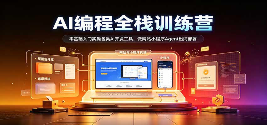 AI编程全栈训练营：：零基础入门实操各类AI开发工具，做网站小程序Agent出海部署 