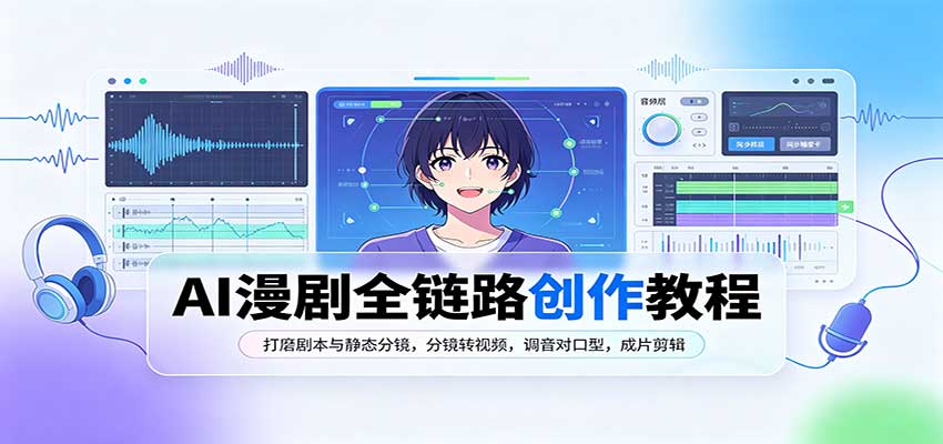 AI漫剧全链路创作教程：打磨剧本与静态分镜，分镜转视频，调音对口型，成片剪辑 