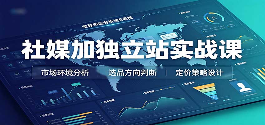 社媒加独立站实战课：市场环境选品定价，社媒运营建站，私域网红营销教学 