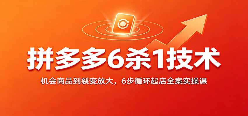 拼多多6杀1技术：机会商品到裂变放大，6步循环起店全案实操课 
